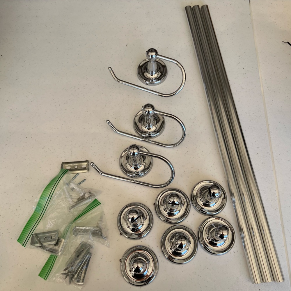 Chrome Towel Bars & Toilet Paper Holders Bathroom Hardware Bundle - 3 Sets